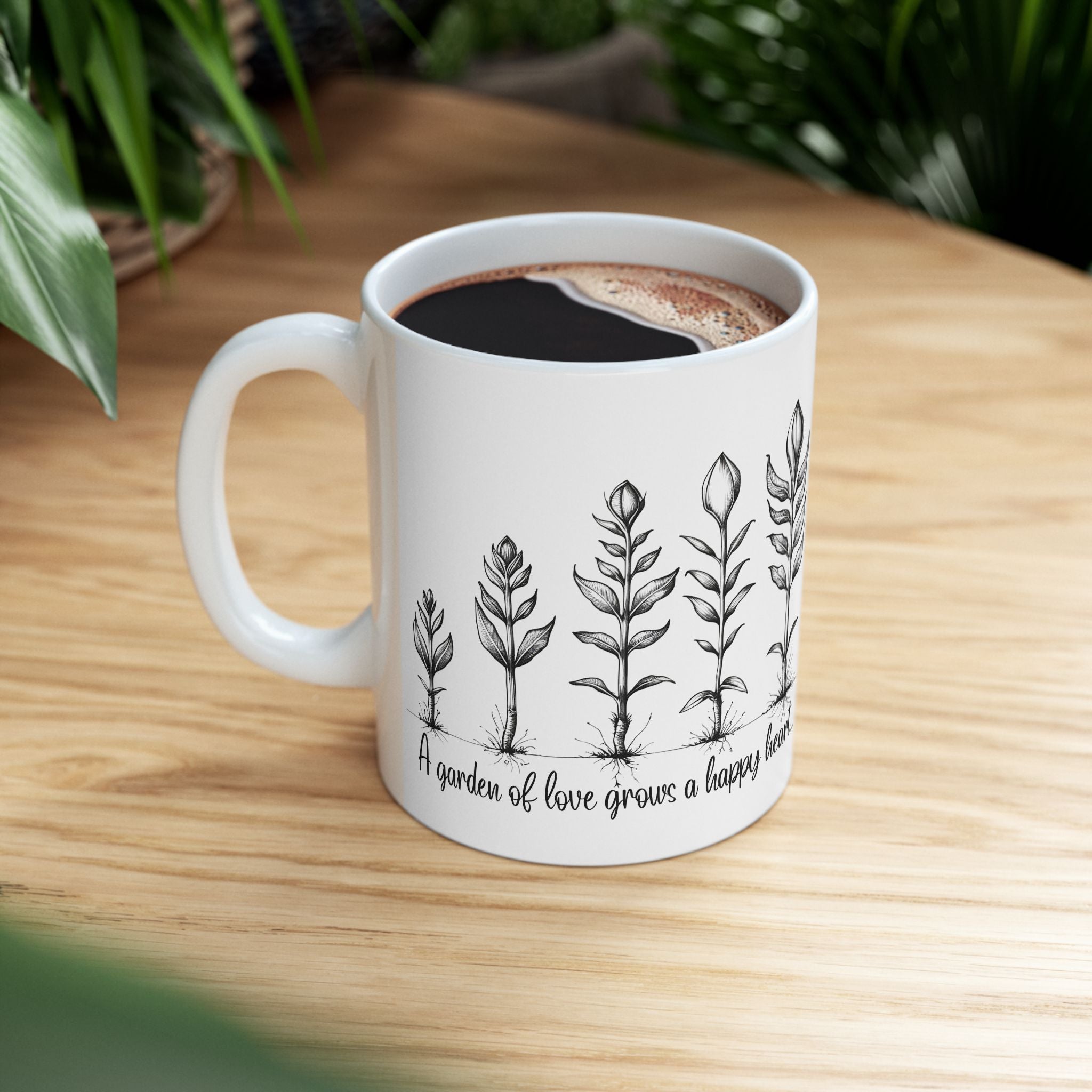 A Garden of Love...Inspirational Botanical Ceramic Mug - For Growth & Gardening