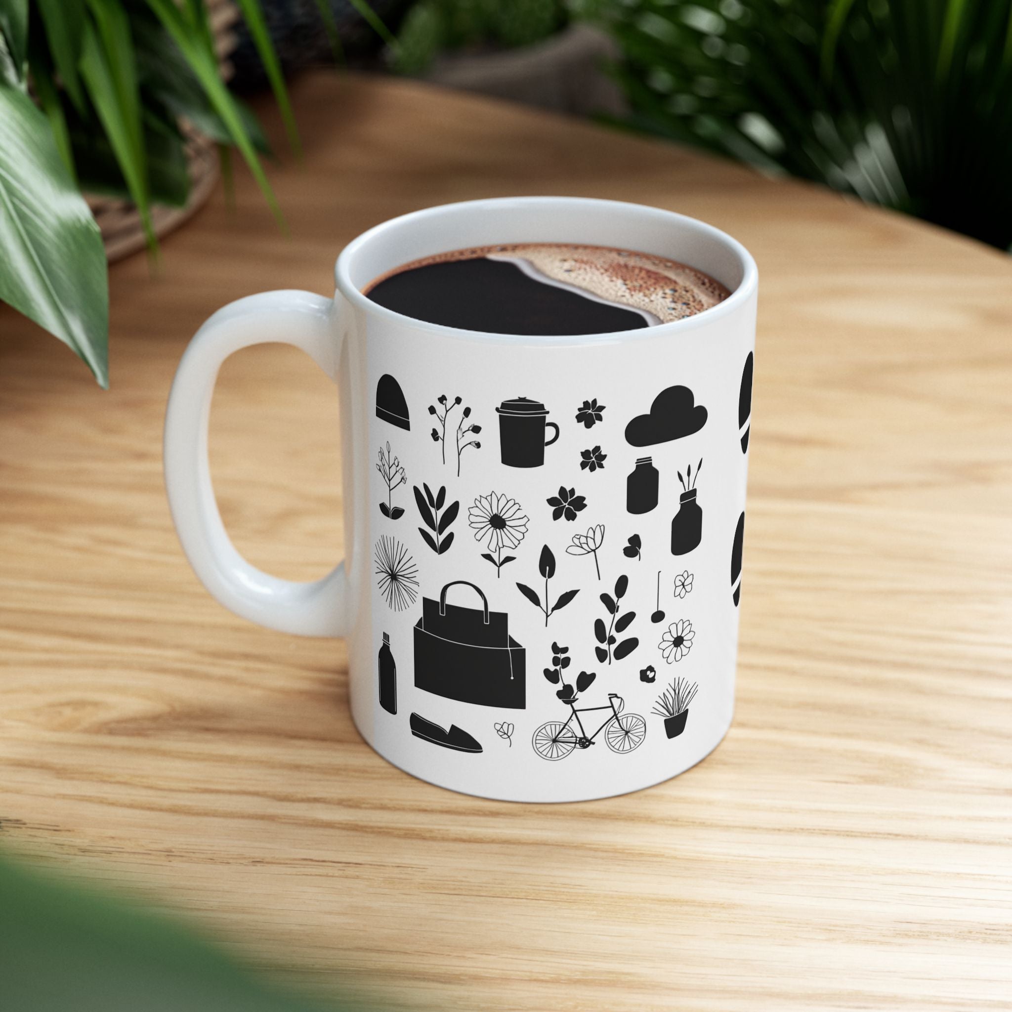 Botanical Patterns Ceramic Mug - Floral & Nature Inspired & Travel