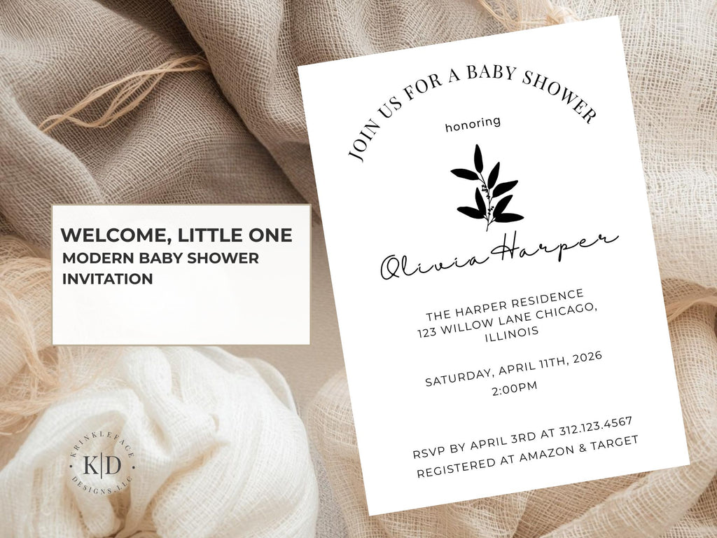 MODERN BABY SHOWER INVITATION TEMPLATE- Editable Digital Download