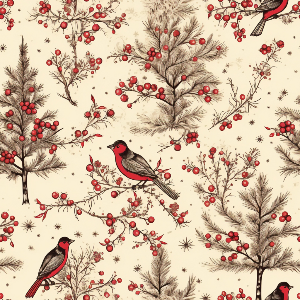Vintage Berry Bird