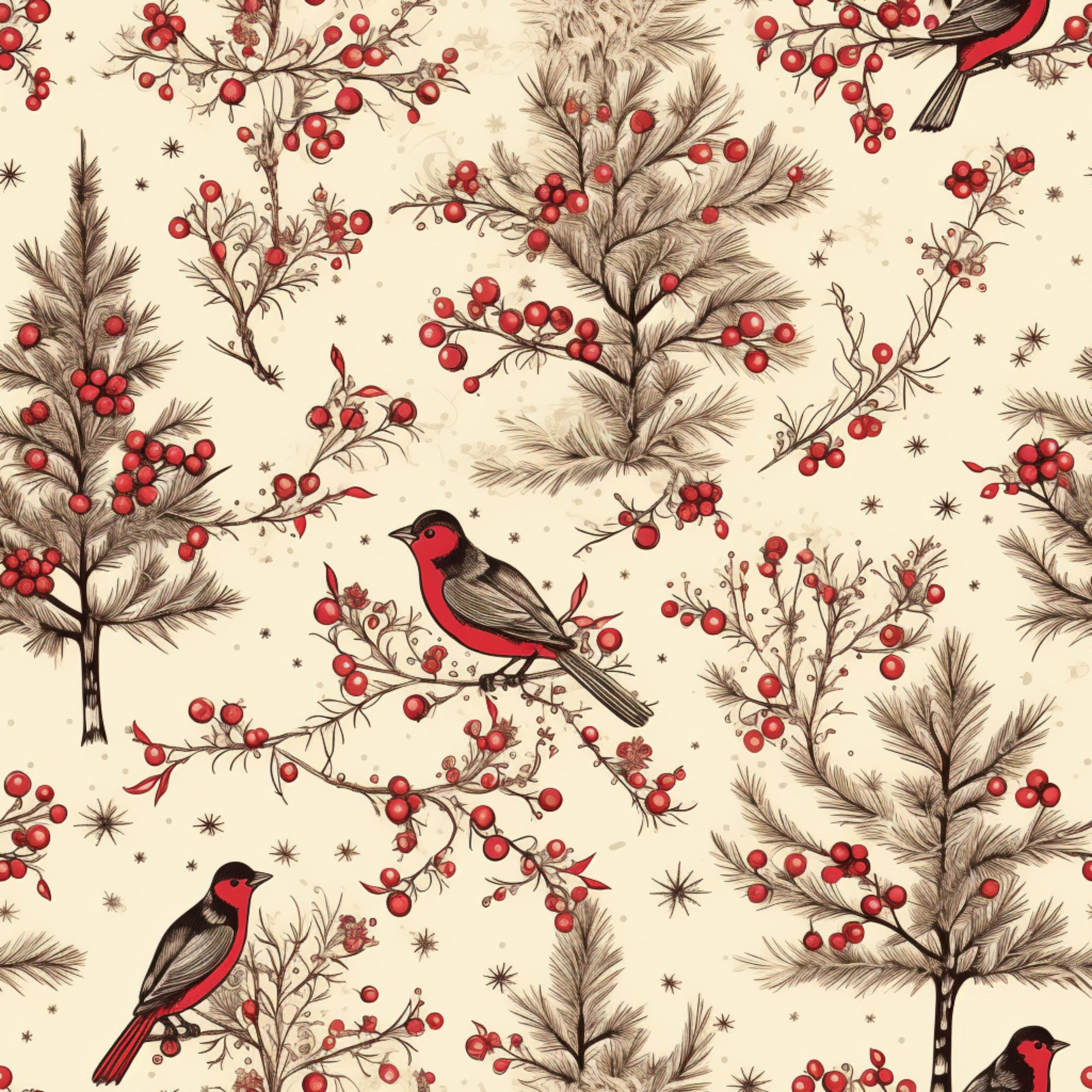 Vintage Berry Bird