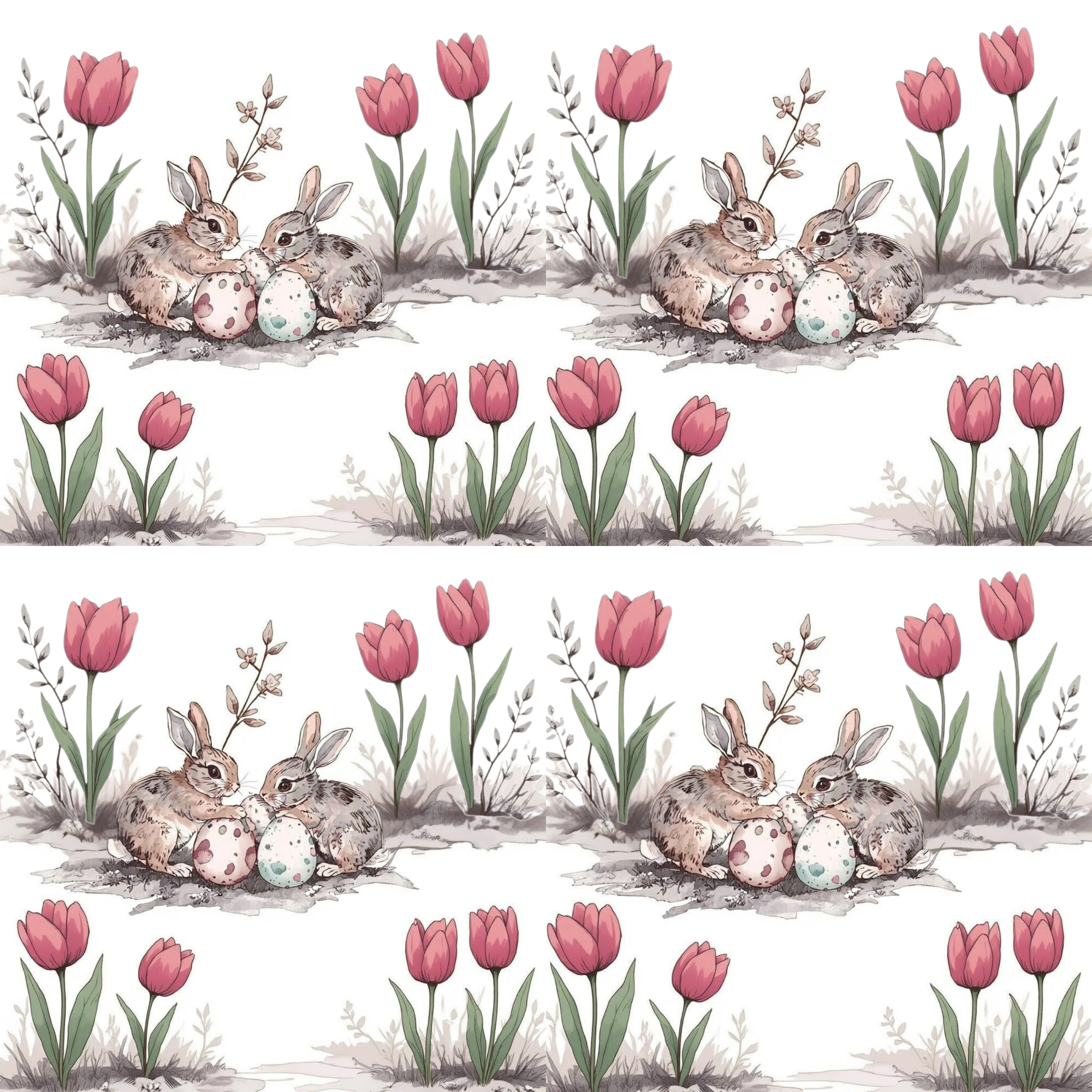 Watercolor Bunny & Tulip