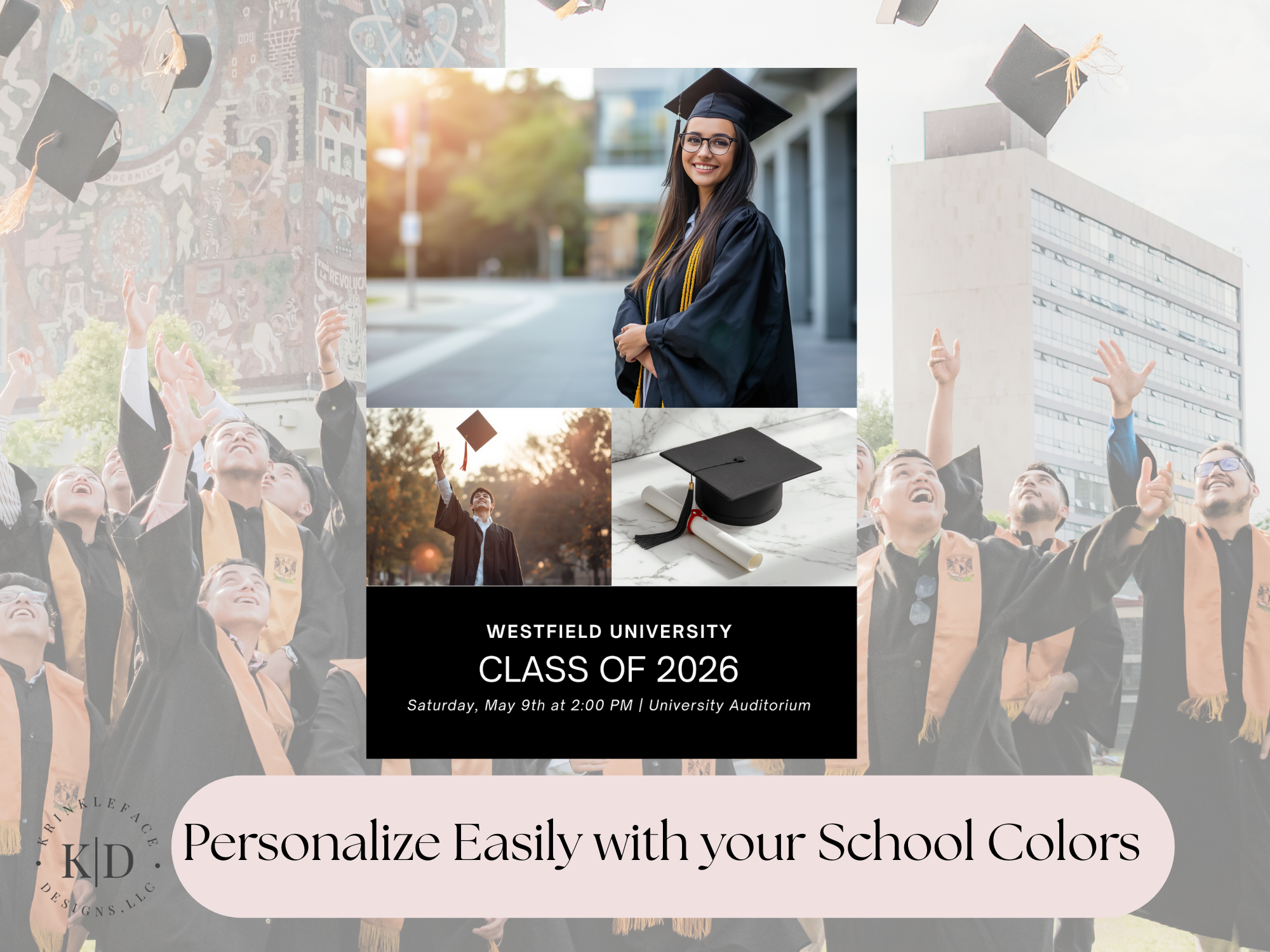 GRADUATION ANNOUNCEMENT TEMPLATE WITH PHOTO | Editable Canva Template | Modern Grad Card | Instant Download